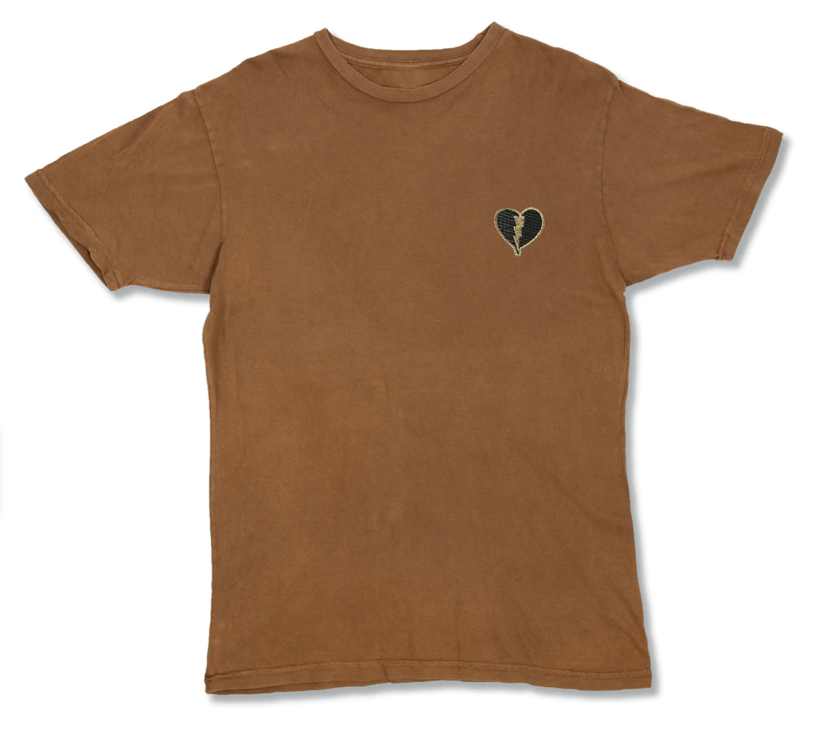 Camiseta vintage con diseño de corazón dorado